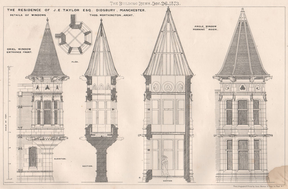 Residence of J.E. Taylor, Didsbury, Manchester; Thos. Worthington, Artcht 1873
